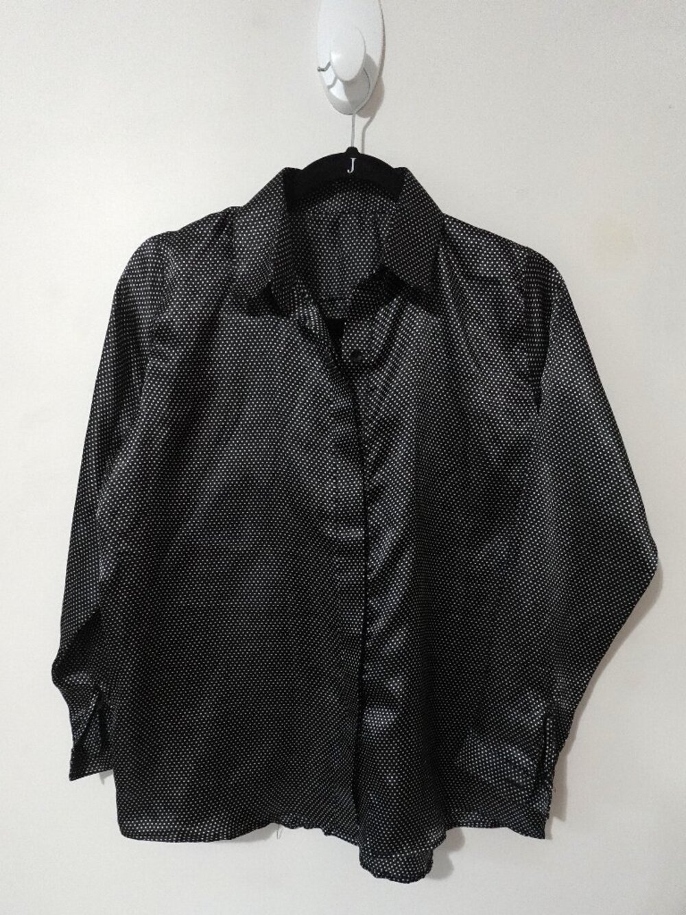 Custom Made Silk Polka Dot Button Down Shirt